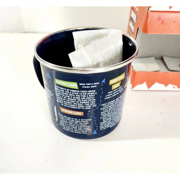 Survival Guide Enamel Mug Cup with Carabiner Dark Blue by Gift Republic - Picture 8 of 9